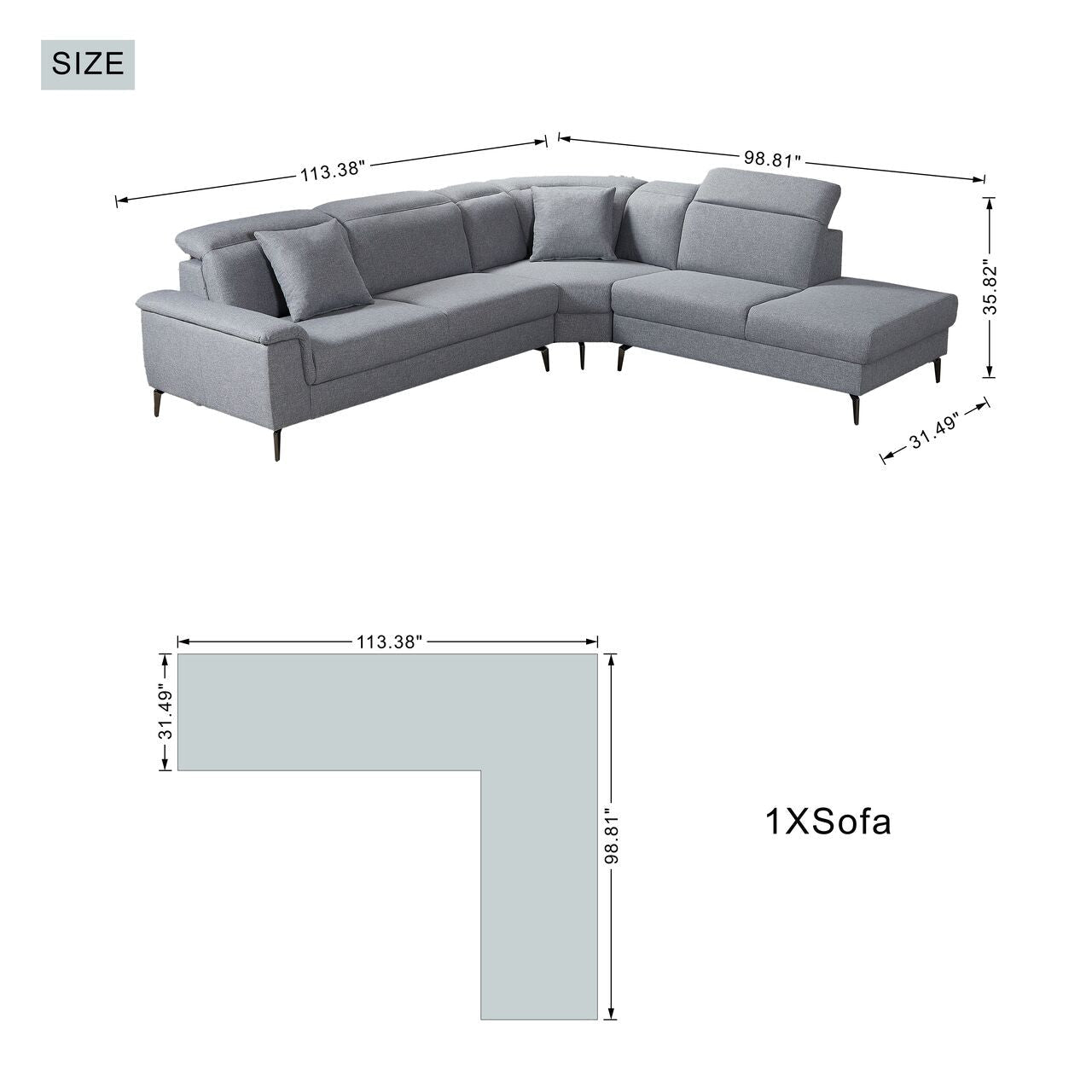 High - end comfortable memory foam two - color optional L - shaped interior sofa (PAS - 248132) - Direct Wicker