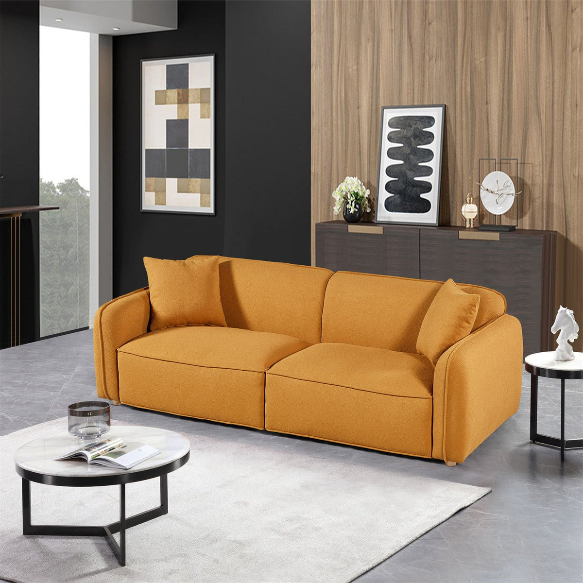 High - end fashion indoor sofa High rebound memory sponge comfortable two - color three - person sofa - Direct Wicker