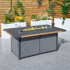 High grade powder paint teak inlaid stove table for indoor and outdoor use (PAG - 2338) - Direct Wicker