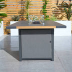 High grade powder paint teak inlaid stove table for indoor and outdoor use (PAG - 2338) - Direct Wicker
