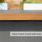 High grade powder paint teak inlaid stove table for indoor and outdoor use (PAG - 2338) - Direct Wicker