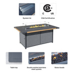 High grade powder paint teak inlaid stove table for indoor and outdoor use (PAG - 2338) - Direct Wicker
