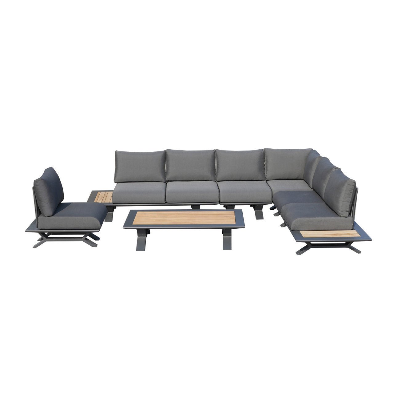 High - grade teak handrails aluminum dew pipe sofa garden set (PAS - 2323) - Direct Wicker