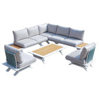 High - grade teak handrails aluminum dew pipe sofa garden set (PAS - 2323) - Direct Wicker