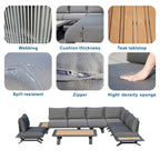 High - grade teak handrails aluminum dew pipe sofa garden set (PAS - 2323) - Direct Wicker