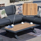 High - grade teak handrails aluminum dew pipe sofa garden set (PAS - 2323) - Direct Wicker