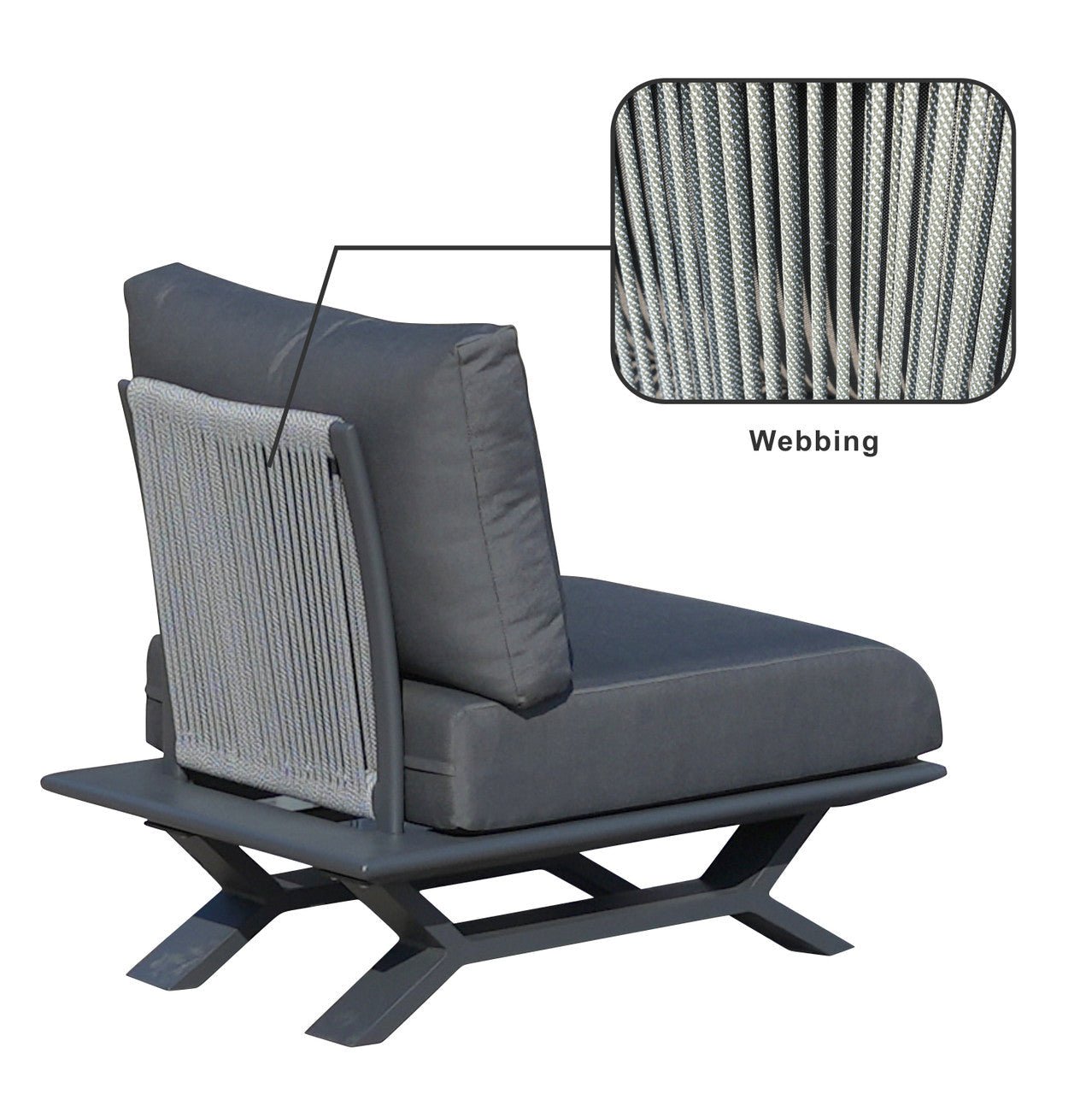 High - grade teak handrails aluminum dew pipe sofa garden set (PAS - 2323) - Direct Wicker