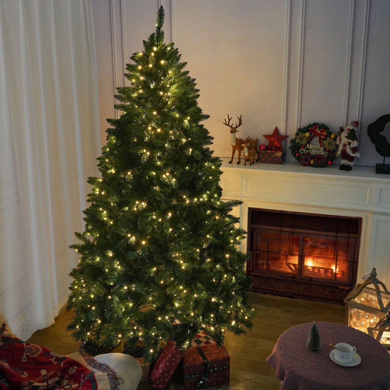 High quality artificial snow flocked Christmas tree 5/6/7 ft LED Pre - Lit Christmas trees (PAT - 002) - Direct Wicker