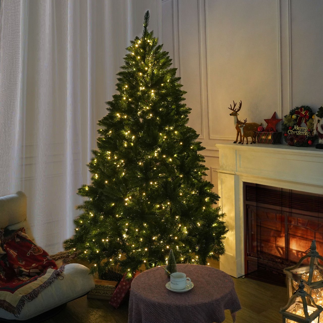High quality artificial snow flocked Christmas tree 5/6/7 ft LED Pre - Lit Christmas trees (PAT - 002) - Direct Wicker