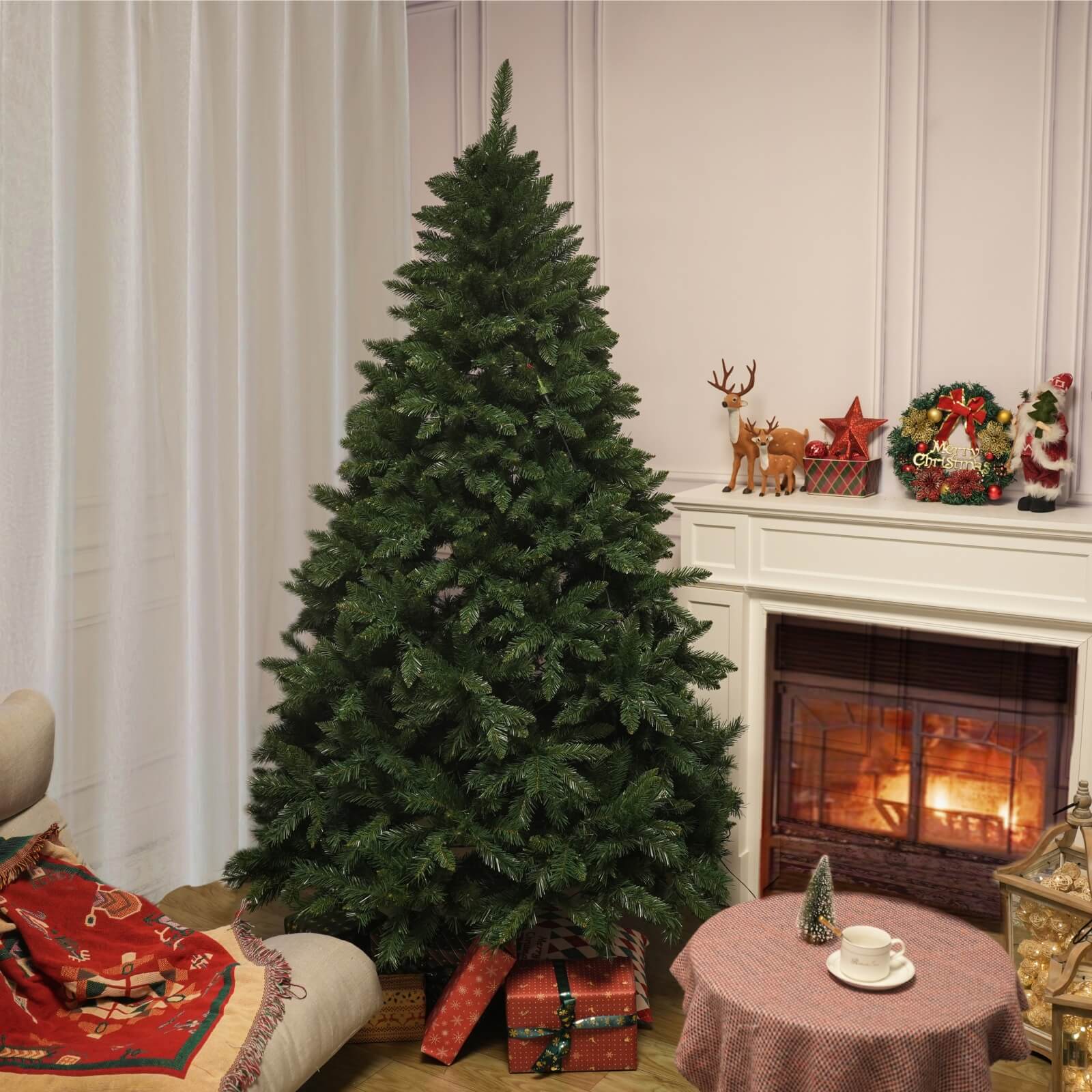 High quality artificial snow flocked Christmas tree 5/6/7 ft LED Pre - Lit Christmas trees (PAT - 002) - Direct Wicker