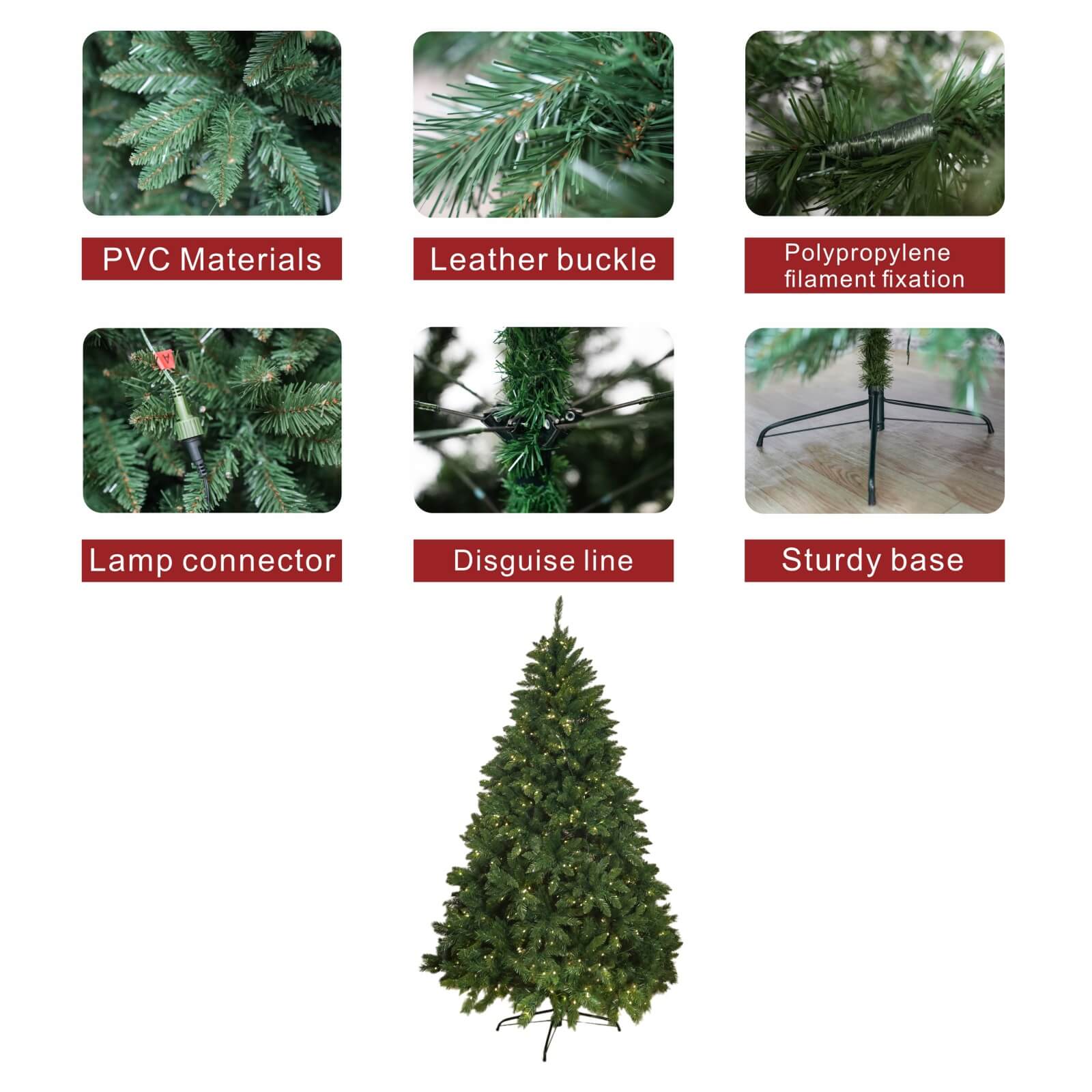 High quality artificial snow flocked Christmas tree 5/6/7 ft LED Pre - Lit Christmas trees (PAT - 002) - Direct Wicker
