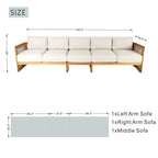 I - Shape 5 - Seat Solid Wood Modular Sofa – Armless Middle with Side Support (PAS - 2516 - LS+MS+RS) - Direct Wicker
