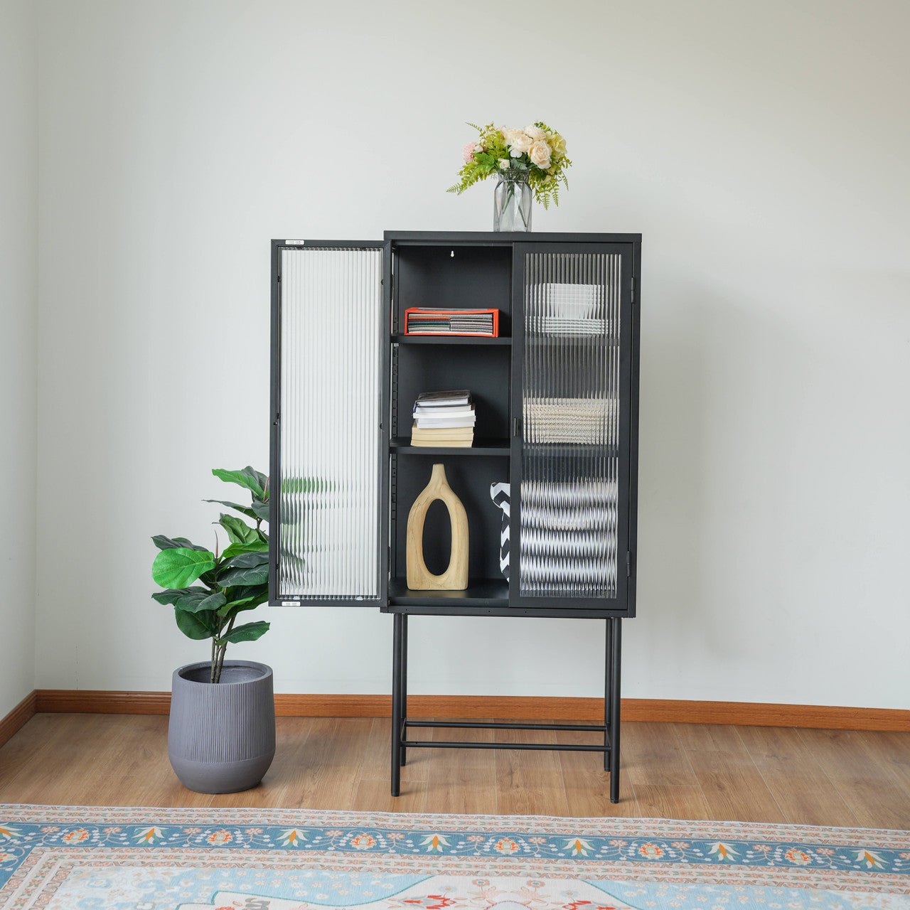 Iron peeping glass storage cabinets are available in a variety of colors (DW - DC55) - Direct Wicker