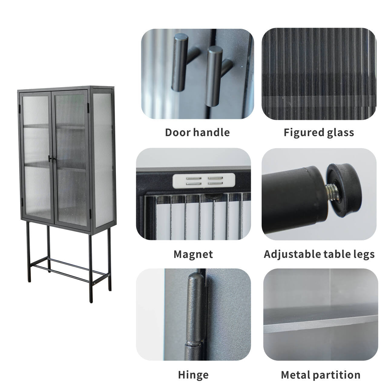 Iron peeping glass storage cabinets are available in a variety of colors (DW - DC55) - Direct Wicker