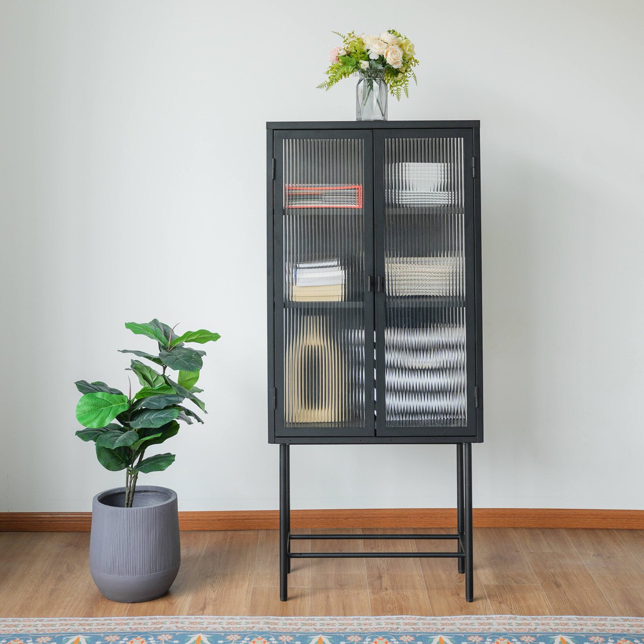 Iron peeping glass storage cabinets are available in a variety of colors (DW - DC55) - Direct Wicker