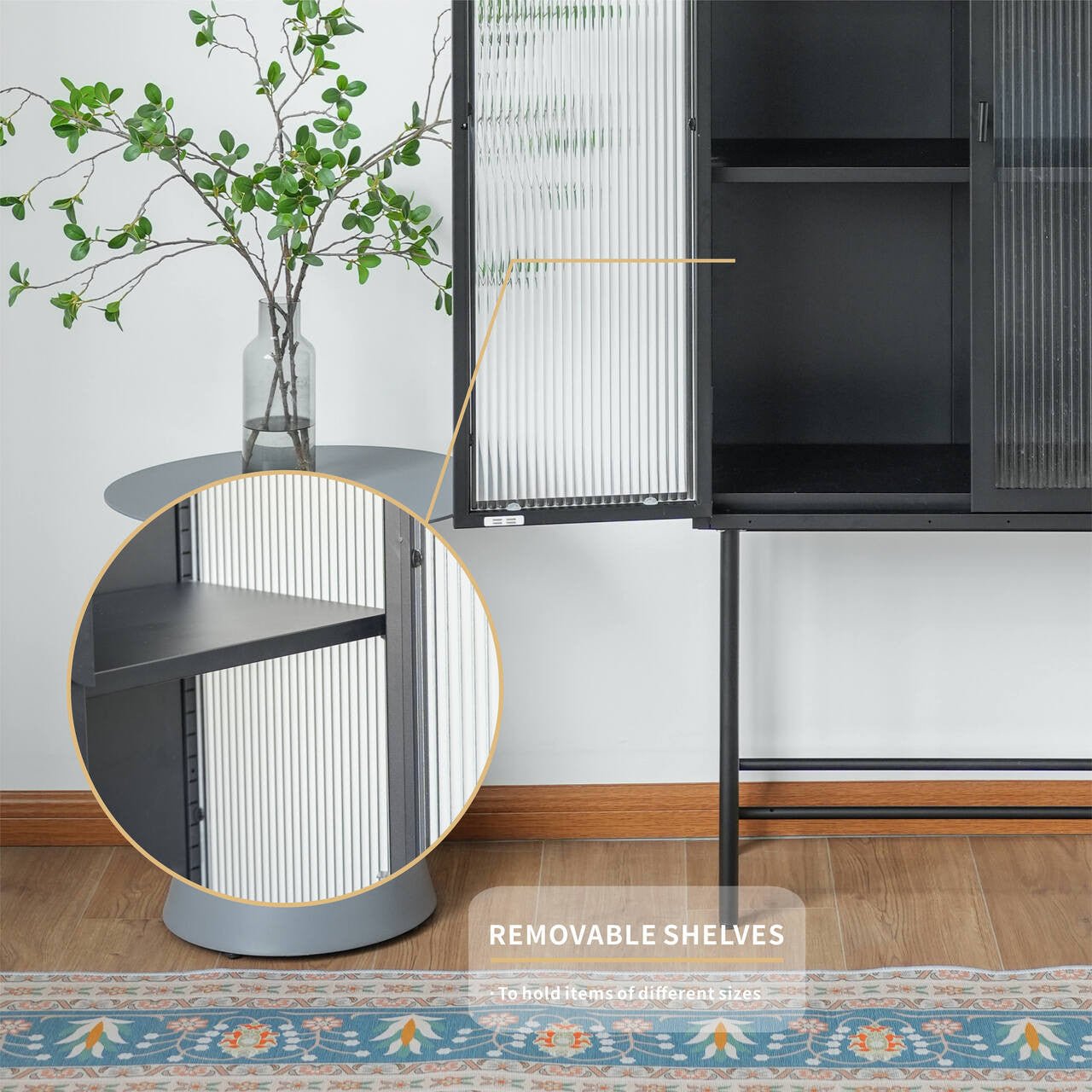 Iron peeping glass storage cabinets are available in a variety of colors (DW - DC55) - Direct Wicker