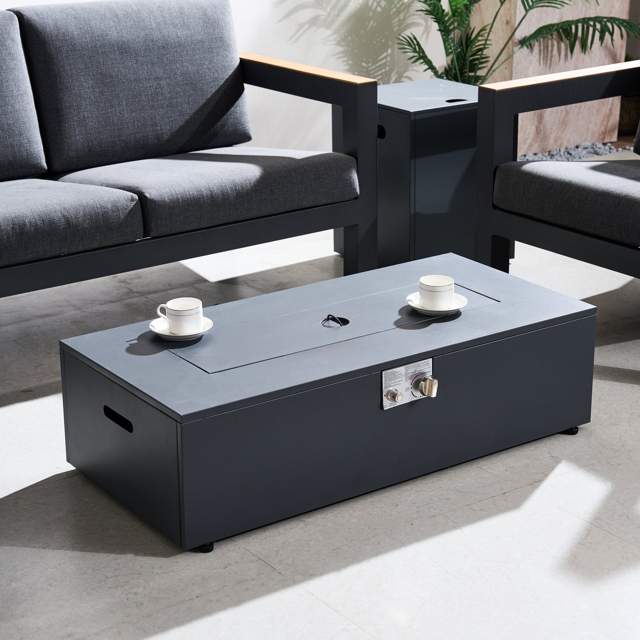 Iron Removable Fire Pit Table Set with Side Table and Accessories (PAG - 2513) - Direct Wicker