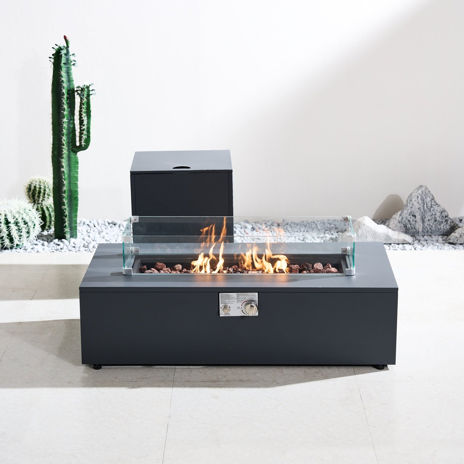 Iron Removable Fire Pit Table Set with Side Table and Accessories (PAG - 2513) - Direct Wicker