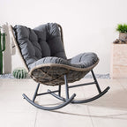 Iron Rocking Chair with Detachable Base and Thickened Cushioned Seat (PAH - 2536 - GR) - Direct Wicker