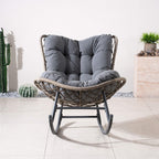 Iron Rocking Chair with Detachable Base and Thickened Cushioned Seat (PAH - 2536 - GR) - Direct Wicker