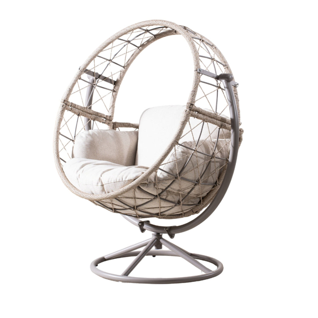 Iron Rocking Chair with Detachable Base and Thickened Cushioned Seat (PAH - 2537 - GR) - Direct Wicker