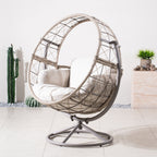 Iron Rocking Chair with Detachable Base and Thickened Cushioned Seat (PAH - 2537 - GR) - Direct Wicker