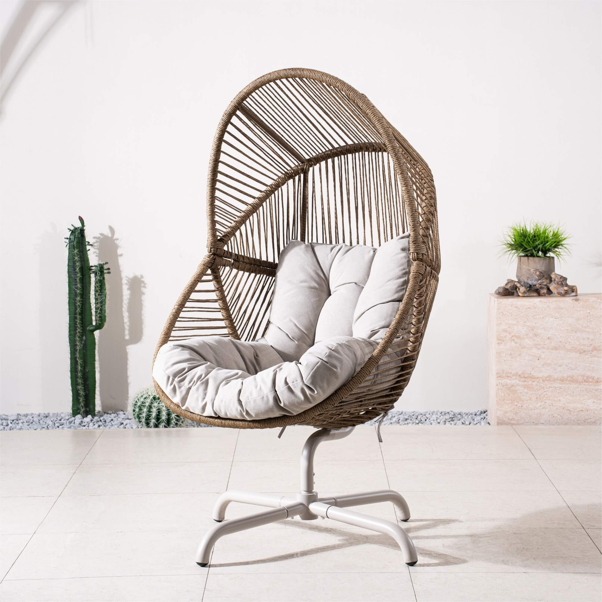 Iron Rocking Chair with Detachable Base – Beach Yellow Frame (PAH - 2538 - BR) - Direct Wicker