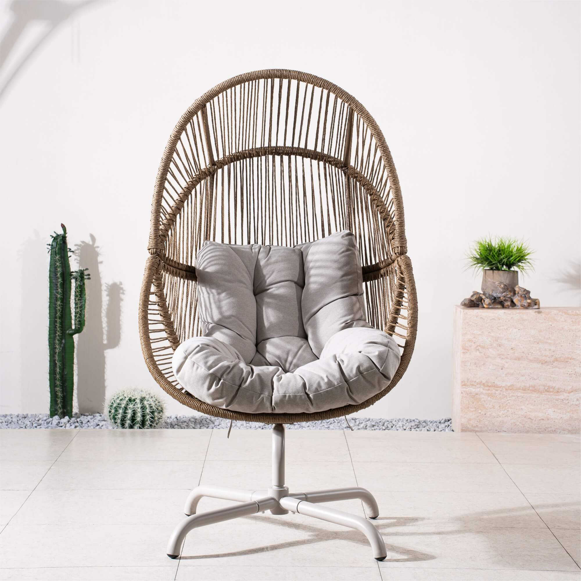 Iron Rocking Chair with Detachable Base – Beach Yellow Frame (PAH - 2538 - BR) - Direct Wicker