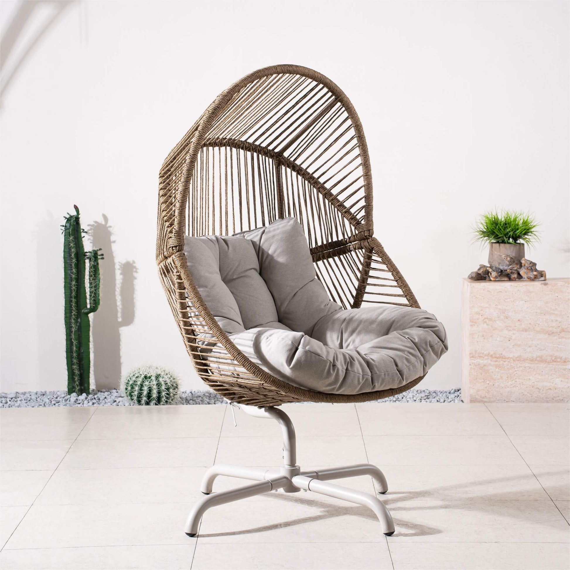 Iron Rocking Chair with Detachable Base – Beach Yellow Frame (PAH - 2538 - BR) - Direct Wicker