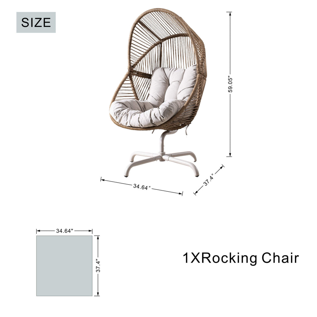 Iron Rocking Chair with Detachable Base – Beach Yellow Frame (PAH - 2538 - BR) - Direct Wicker