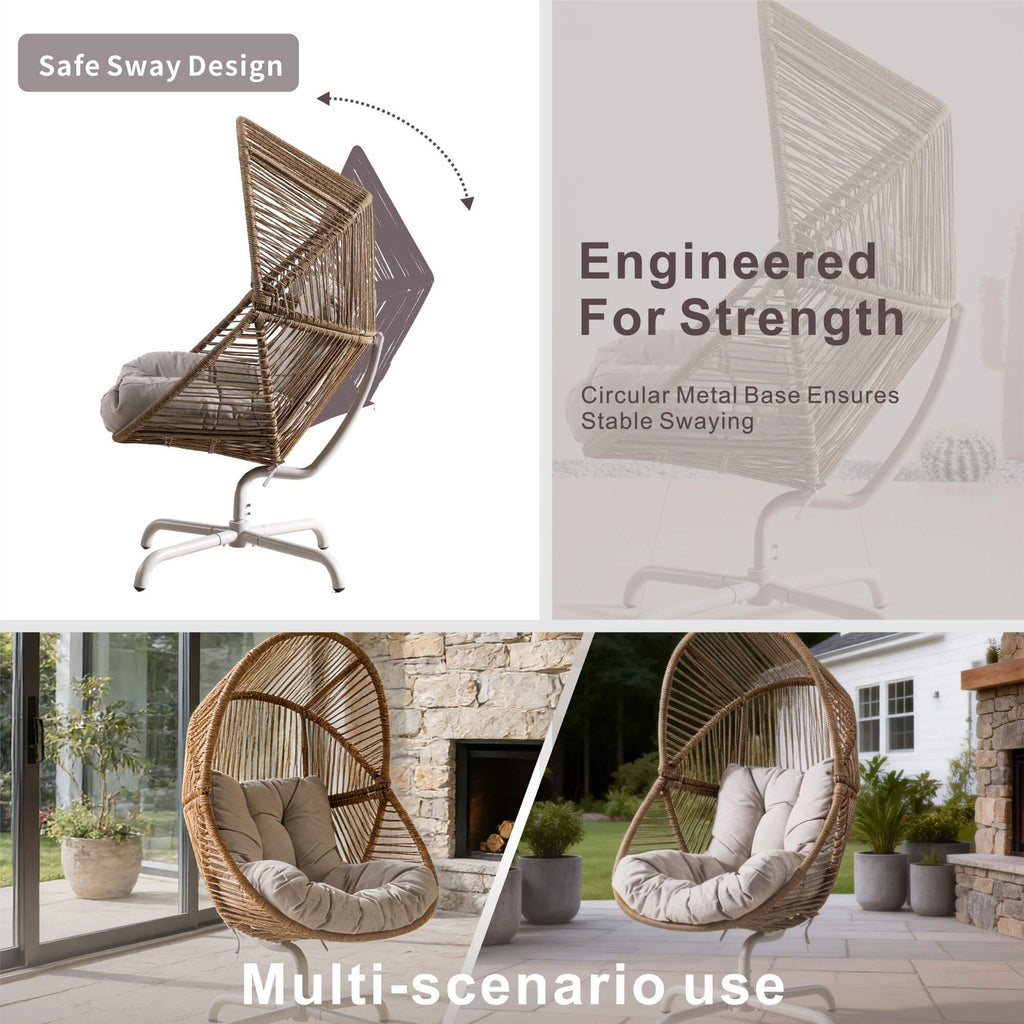 Iron Rocking Chair with Detachable Base – Beach Yellow Frame (PAH - 2538 - BR) - Direct Wicker