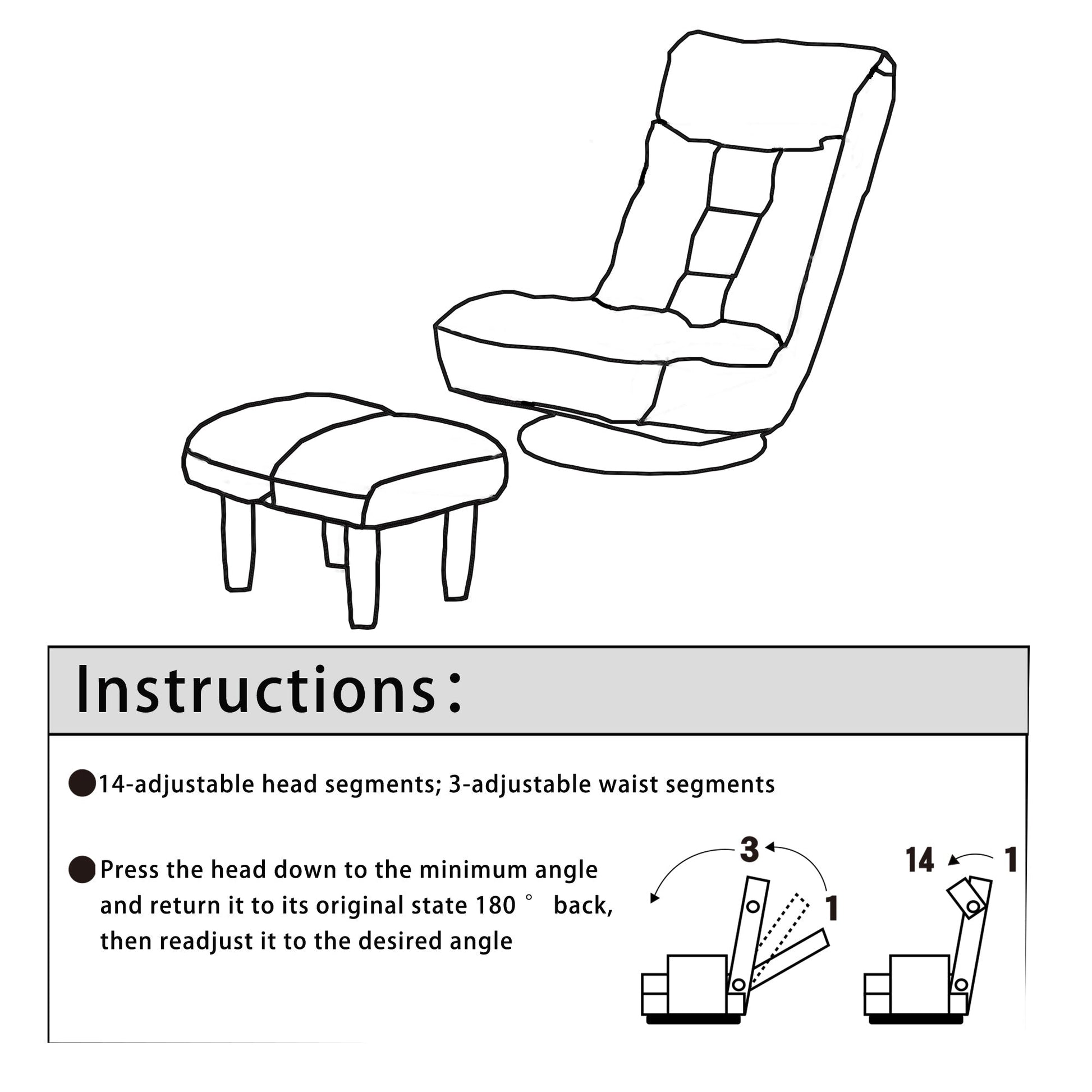 Japanese Style Single Reclining Sofa Chair with Adjustable Features - Direct Wicker