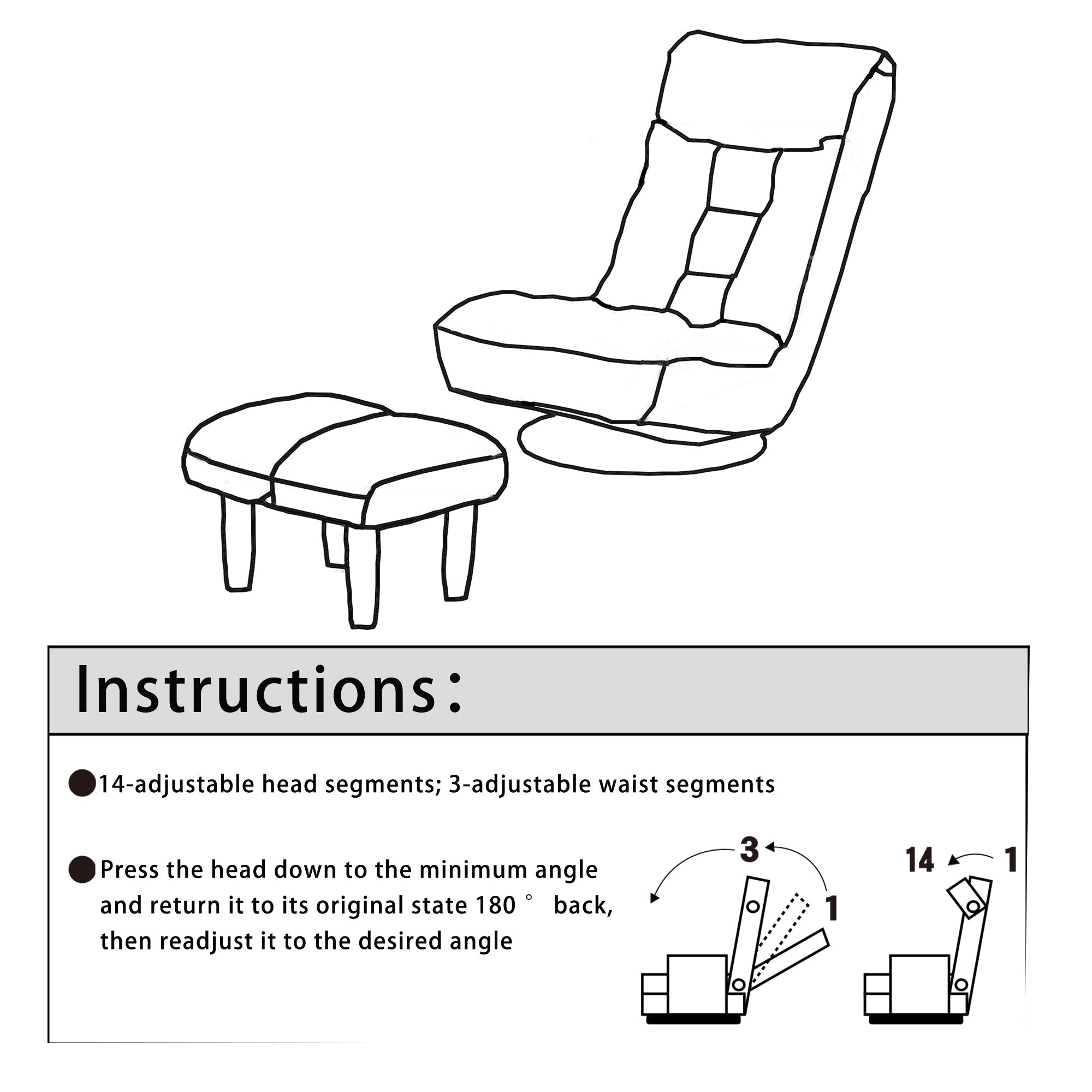Japanese Style Single Reclining Sofa Chair with Adjustable Features - Direct Wicker