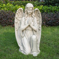 Kneeling Praying Angel Magnesium Oxide Garden Sculpture (GS-24940A-WH-WLX) - Direct Wicker