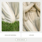 Kneeling Praying Angel Magnesium Oxide Garden Sculpture (GS-24940A-WH-WLX) - Direct Wicker