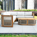 L - Shape 4 - Seat Solid Wood Modular Sofa Set with Oval Coffee Table (PAS - 2516 - LS+CS+RS+OTA) - Direct Wicker