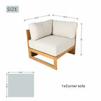 L-Shape 5-Seat Solid Wood Modular Sofa Set with Cushions - Lounge Configuration (PAS-2516-LS+CS+MS+RS) - Direct Wicker