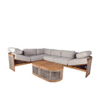L - Shape 5 - Seat Solid Wood Modular Sofa Set with Cushions (PAS - 2516 - LS+CS+MS+RS+OTA) - Direct Wicker