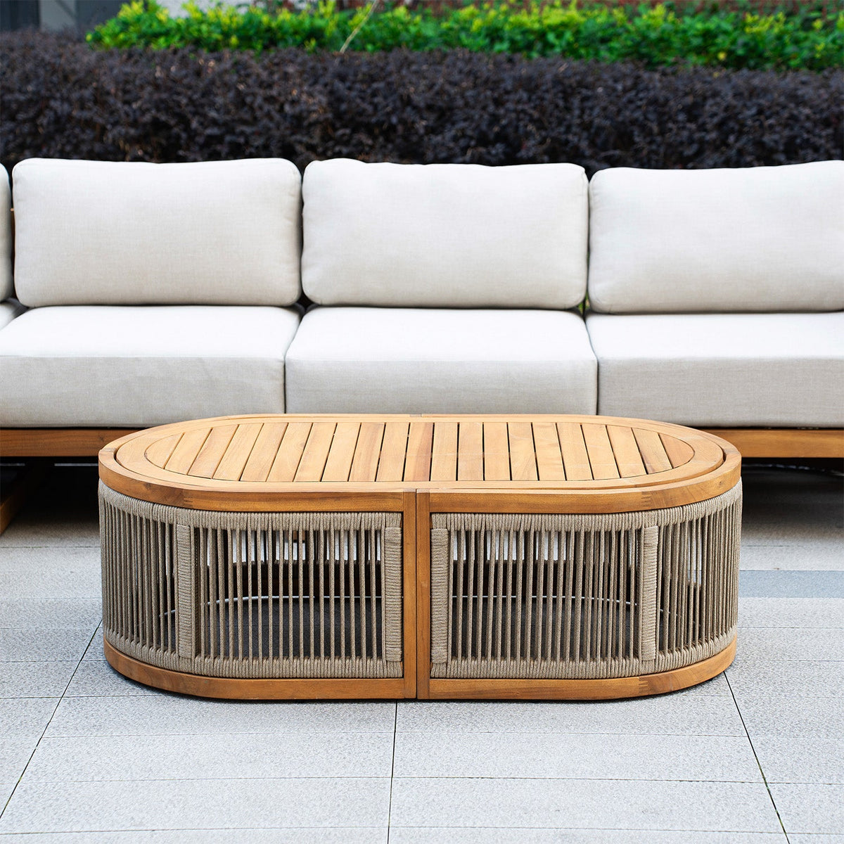 L - Shape 5 - Seat Solid Wood Modular Sofa Set with Cushions (PAS - 2516 - LS+CS+MS+RS+OTA) - Direct Wicker