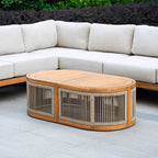 L - Shape 5 - Seat Solid Wood Modular Sofa Set with Cushions (PAS - 2516 - LS+CS+MS+RS+OTA) - Direct Wicker