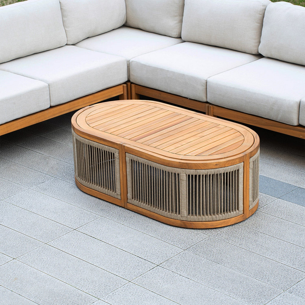 L - Shape 5 - Seat Solid Wood Modular Sofa Set with Cushions (PAS - 2516 - LS+CS+MS+RS+OTA) - Direct Wicker