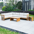 L - Shape 5 - Seat Solid Wood Sectional Sofa Set (PAS - 2516 - LS+MS+CS+RS+PAS - 2515 - ST+TA) - Direct Wicker