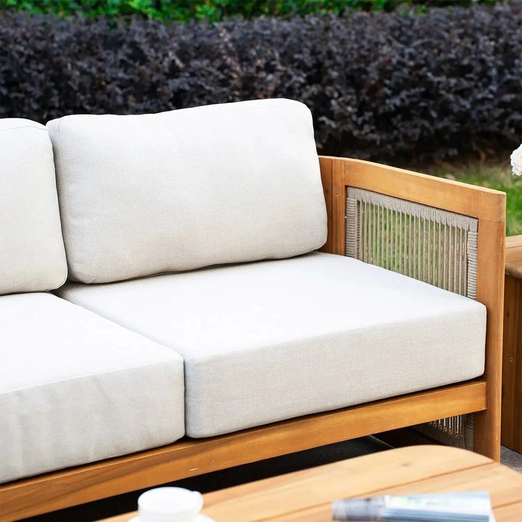 L - Shape 5 - Seat Solid Wood Sectional Sofa Set (PAS - 2516 - LS+MS+CS+RS+PAS - 2515 - ST+TA) - Direct Wicker