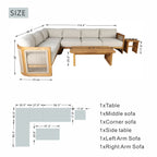 L - Shape 5 - Seat Solid Wood Sectional Sofa Set (PAS - 2516 - LS+MS+CS+RS+PAS - 2515 - ST+TA) - Direct Wicker