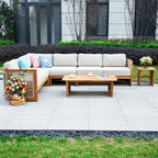 L - Shape 5 - Seat Solid Wood Sectional Sofa Set (PAS - 2516 - LS+MS+CS+RS+PAS - 2515 - ST+TA) - Direct Wicker