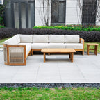 L - Shape 5 - Seat Solid Wood Sectional Sofa Set (PAS - 2516 - LS+MS+CS+RS+PAS - 2515 - ST+TA) - Direct Wicker