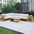 L - Shape 5 - Seat Solid Wood Sectional Sofa Set (PAS - 2516 - LS+MS+CS+RS+PAS - 2515 - ST+TA) - Direct Wicker