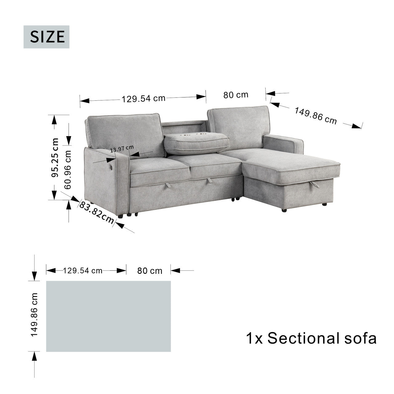 L - shaped indoor combination sofa can be pulled to form a bed (PAS - 240335) - Direct Wicker