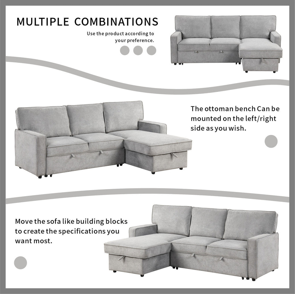 L - shaped indoor combination sofa can be pulled to form a bed (PAS - 240335) - Direct Wicker