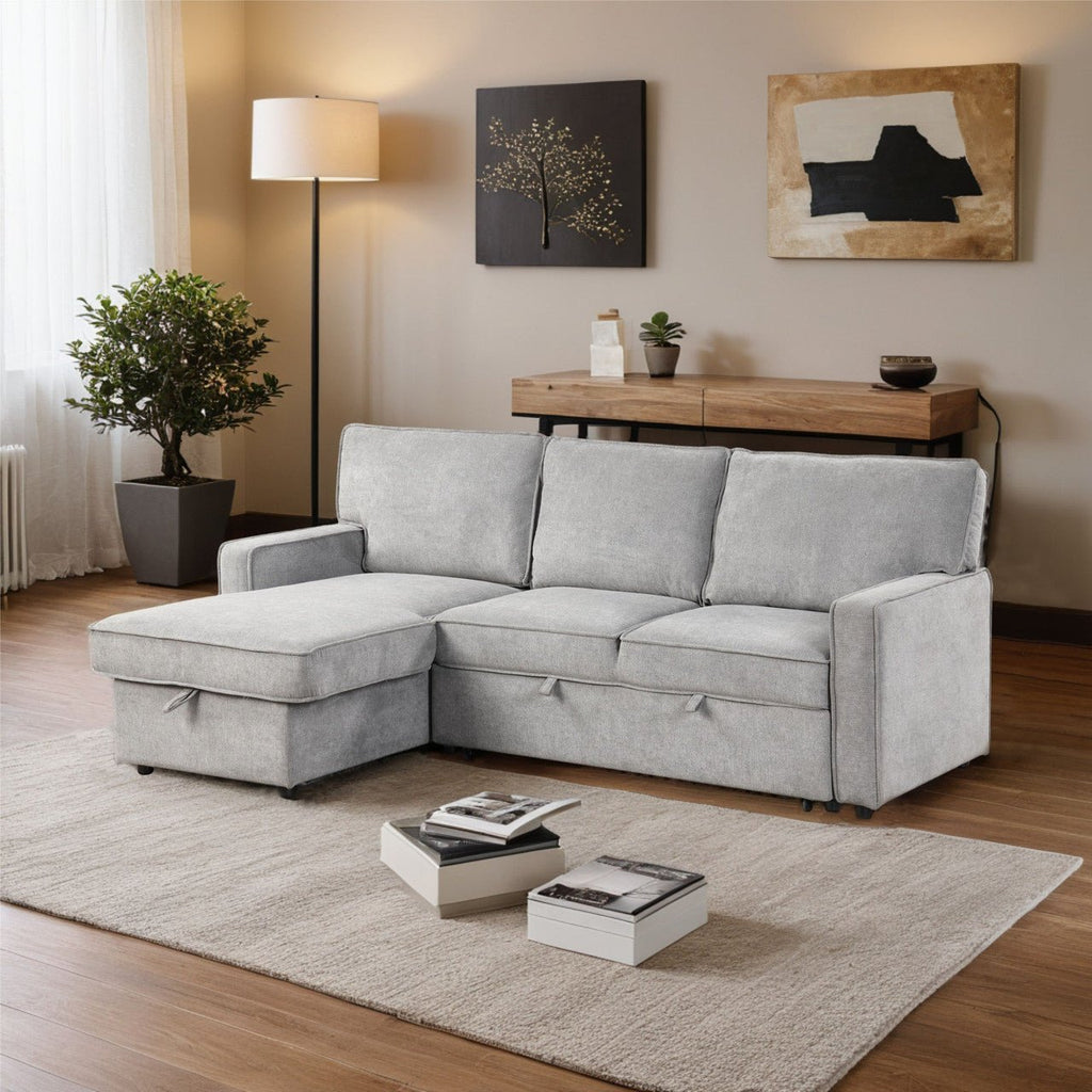 L - shaped indoor combination sofa can be pulled to form a bed (PAS - 240335) - Direct Wicker